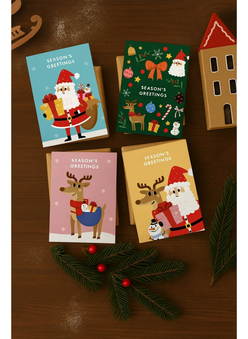 Share the Love Seasons Greetings, 4 Mini Greeting Card Pack