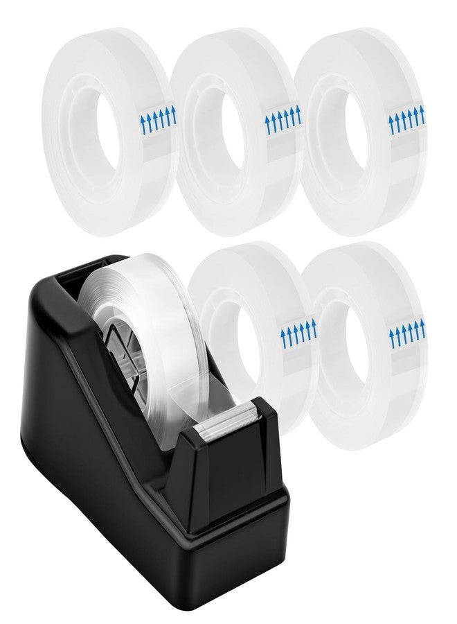 JEFURE Desktop Tape Dispenser, 1 Pack Tape Holder with 6 Rolls Transparent Rolls Weighted Non-Skid Base for Office, Home & School, 1-Inch Core (0.71 in x 1000 in Each) - Image 1
