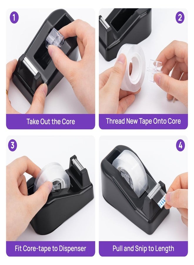 JEFURE Desktop Tape Dispenser, 1 Pack Tape Holder with 6 Rolls Transparent Rolls Weighted Non-Skid Base for Office, Home & School, 1-Inch Core (0.71 in x 1000 in Each) - Image 4