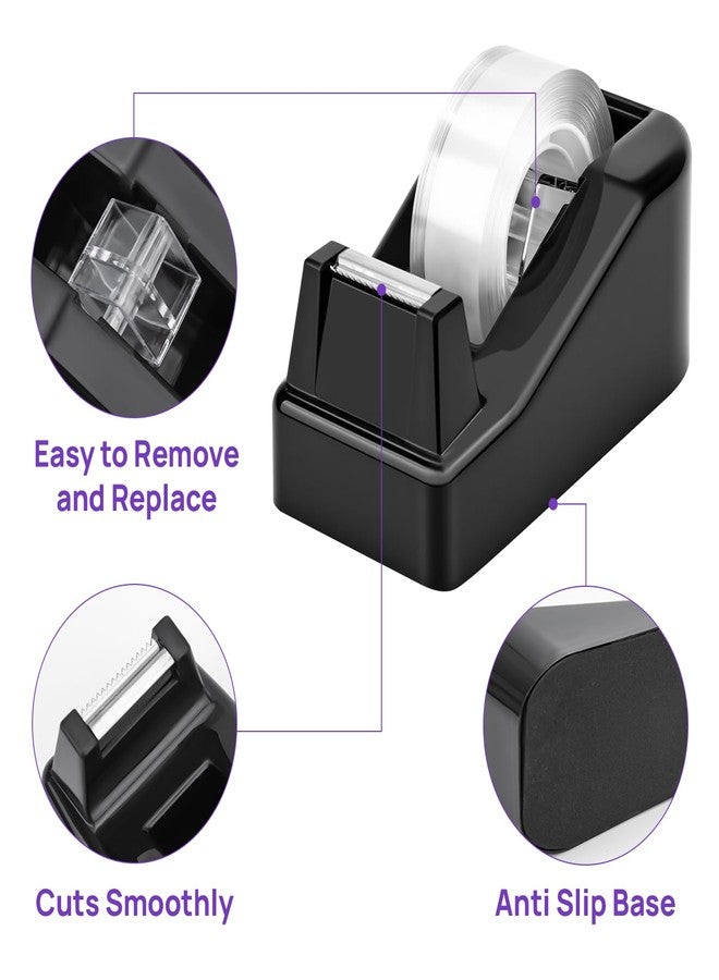 JEFURE Desktop Tape Dispenser, 1 Pack Tape Holder with 6 Rolls Transparent Rolls Weighted Non-Skid Base for Office, Home & School, 1-Inch Core (0.71 in x 1000 in Each) - Image 3