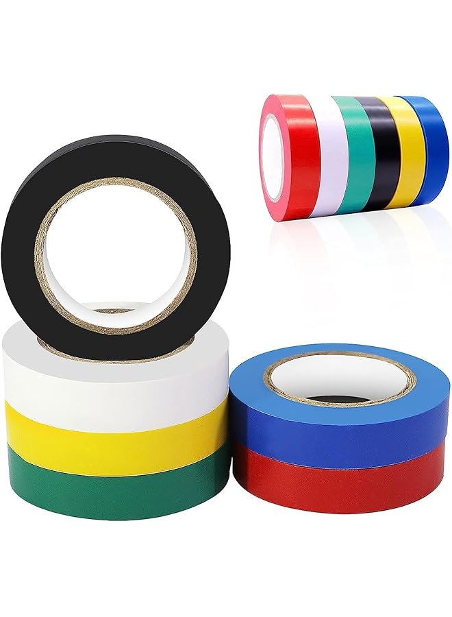 promass 6 Roll Electrical Tapes, 0.6 Inch 32 Ft PVC Waterproof, Flame Retardant, Strong Adhesive Based Insulation Duct Tapes(6 Colors) - Image 1