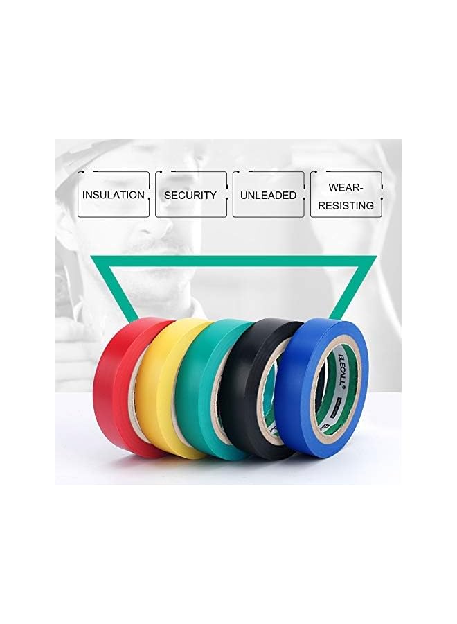 promass 6 Roll Electrical Tapes, 0.6 Inch 32 Ft PVC Waterproof, Flame Retardant, Strong Adhesive Based Insulation Duct Tapes(6 Colors) - Image 5