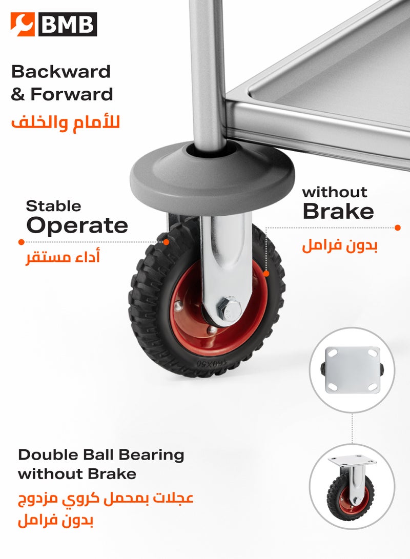 BMB tools Heavy Duty Black Rubber Red Core  Caster Plate Swivel Caster 6 Inch  Double Ball Bearing 6203  Steel Thickness 4.5MM - Image 3