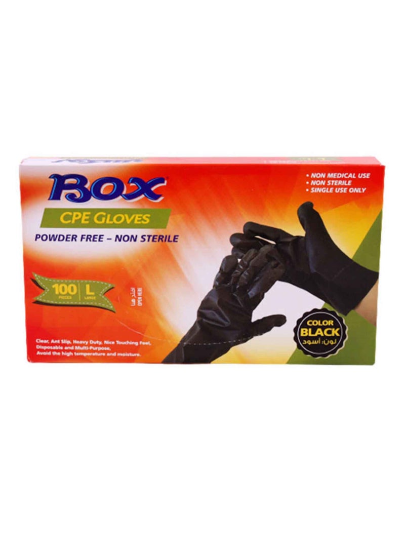 Box cpe gloves powder free non sterile 100 pices black large