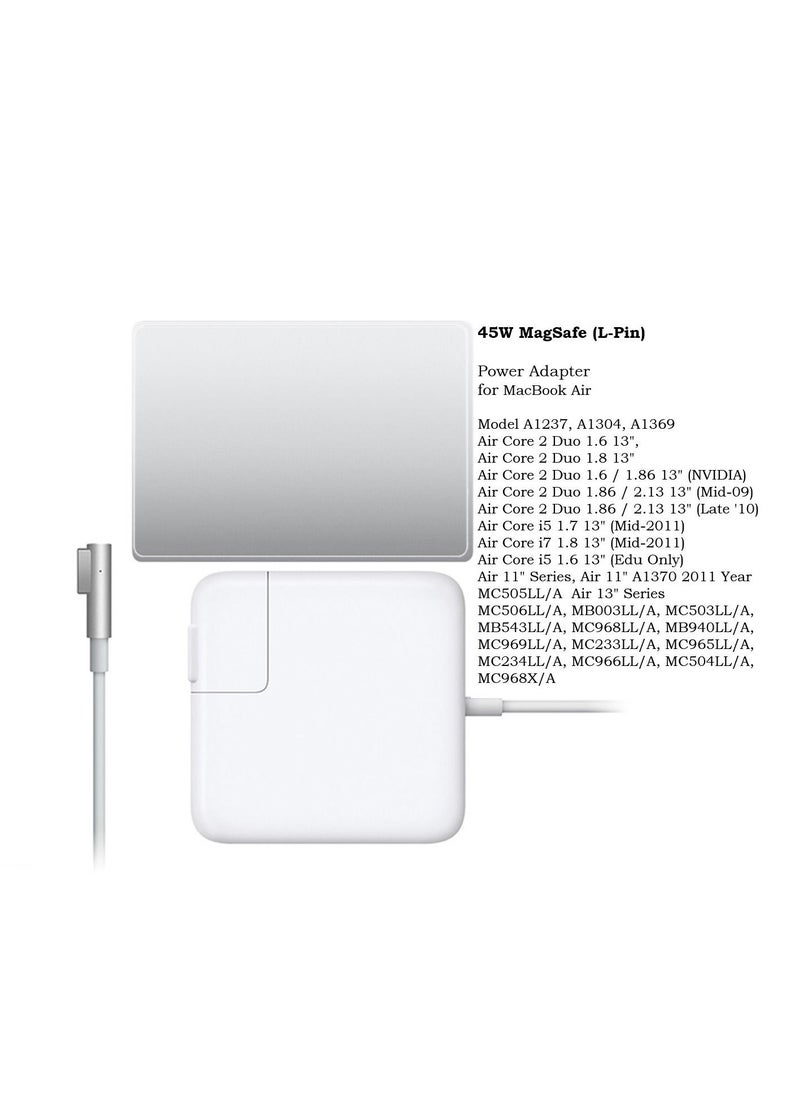 Generic - Replacement Power Adapter For MagSafe 45W L Type USB Compatible Charger for Macbook Air A1237 A1304 A1369 - Image 1