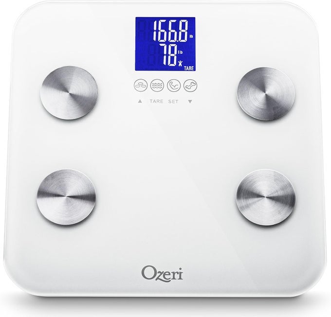 TOUCH 200 KG 440 LBS TOTAL BODY BATHROOM SCALE MEASURES WEIGHT BODY FAT HYDRATION MUSCLE AND BONE MASS WITH AUTO RECOGNITION AND INFANT TARE TECHNOLOGY