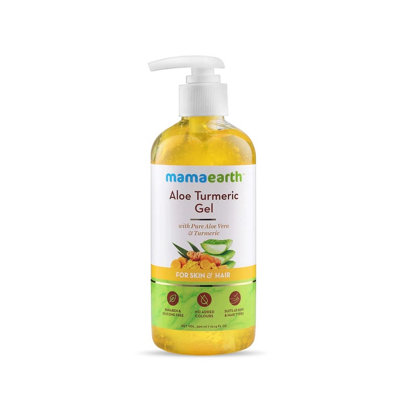 Mamaearth MAMAEARTH Aloe Turmeric Gel for Healthy Skin  Hair  Reduces Sunburn Acne  Dandruff  Hydrates Dry Hair  Nourishes Scalp  ParabenFree  1014 Fl Oz 300ml 