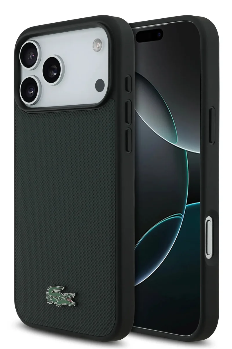 LACOSTE iPhone 17 Pro Max MagSafe Case PU Leather Hard With Iconic Petit Pique Logo /  Slim profile / MagSafe / Drop Protection / Easy Snap On / Back Cover- Dark Green