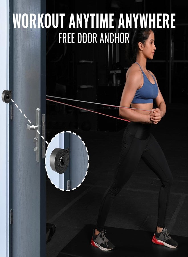 SLOVIC Dual Color Resistance Bands(7-15Kg) Resistance Band for Pull up | Exercise Bands for Workout | Gym Equipment for Home Workout for Men & Women | Resistance Band Set with Door Anchor(Red&Grey) - Image 3