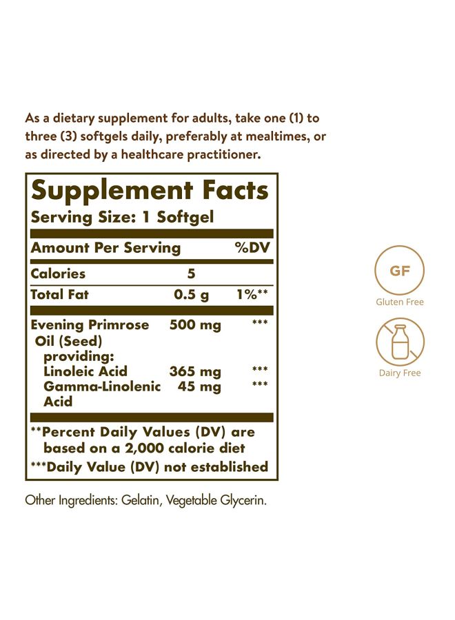 Solgar Evening Primrose Oil Dietary Supplement 1300mg - 60 Softgels - Image 2