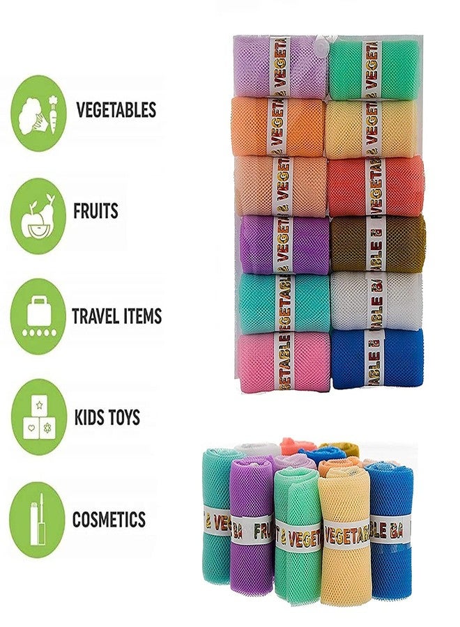 Eagean Premium Reusable Fridge Storage Bag for Vegetables and Fruits Mesh Net Fabric with Zip Lock Nylon Storage Pouch (Pack of 12) - Image 3