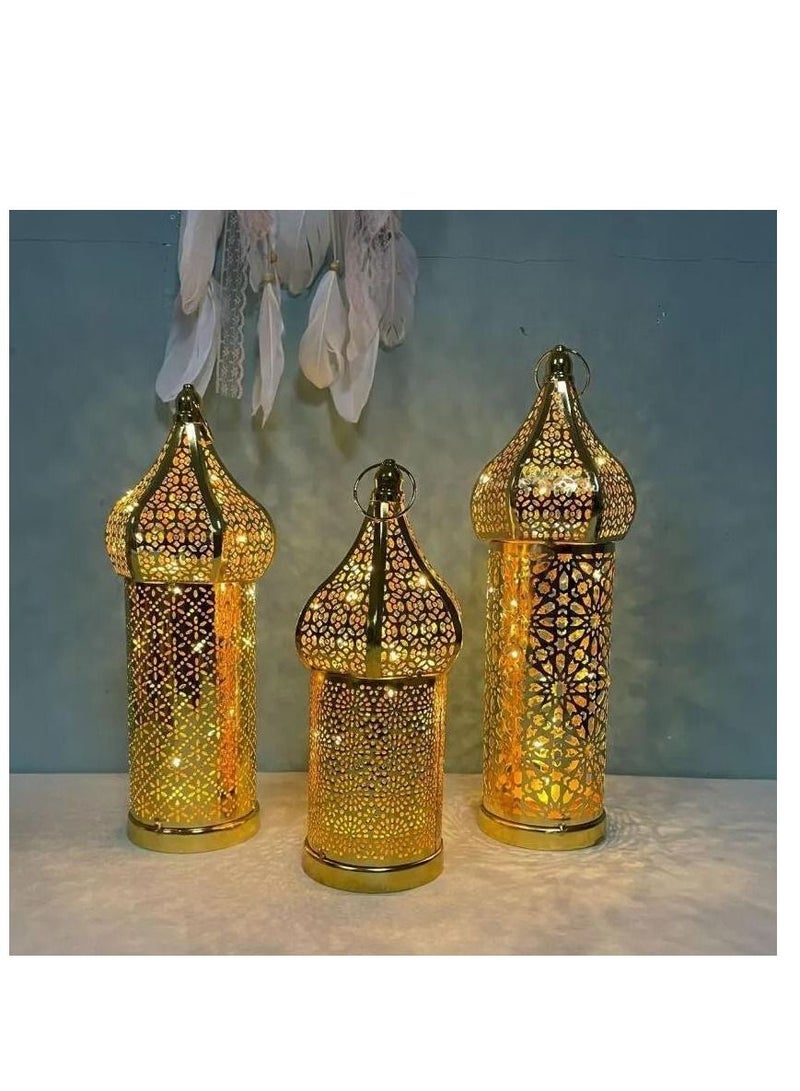 XiuWoo Ramadan Hollowed-out Led Lantern Iron Home Bedroom Living Room Decorative Lights - Image 2