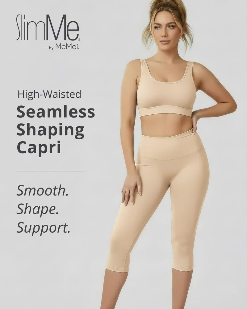 SlimMe Double Agent High Waist Shaping Capris - SlimMe by MeMoi - Versatile Leggings ,Nude,Large - Image 2