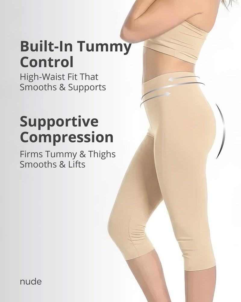 SlimMe Double Agent High Waist Shaping Capris - SlimMe by MeMoi - Versatile Leggings ,Nude,Large - Image 3