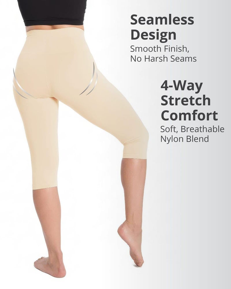 SlimMe Double Agent High Waist Shaping Capris - SlimMe by MeMoi - Versatile Leggings ,Nude,Large - Image 4
