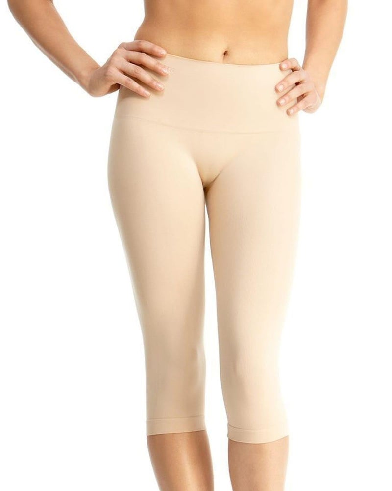 SlimMe Double Agent High Waist Shaping Capris - SlimMe by MeMoi - Versatile Leggings ,Nude,Large - Image 1