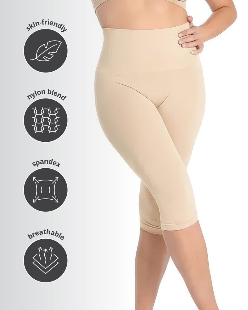SlimMe Double Agent High Waist Shaping Capris - SlimMe by MeMoi - Versatile Leggings ,Nude,Large - Image 5