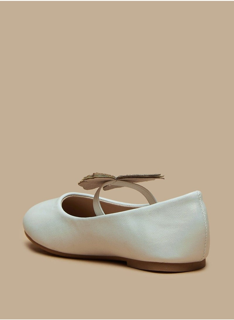 Flora Bella - Glittered Butterfly Accent Ballerina Shoes with Elasticated Strap - Image 1