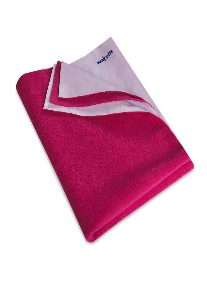 Wakefit Dry Sheet for New Born Baby | Waterproof Sheet for Toddler | Anti-Piling Fleece Extra Absorbent Quick Dry Sheet | Infant Bed Protector | Medium (100x70 Cms) | Magenta - Set of 1 - Image 1