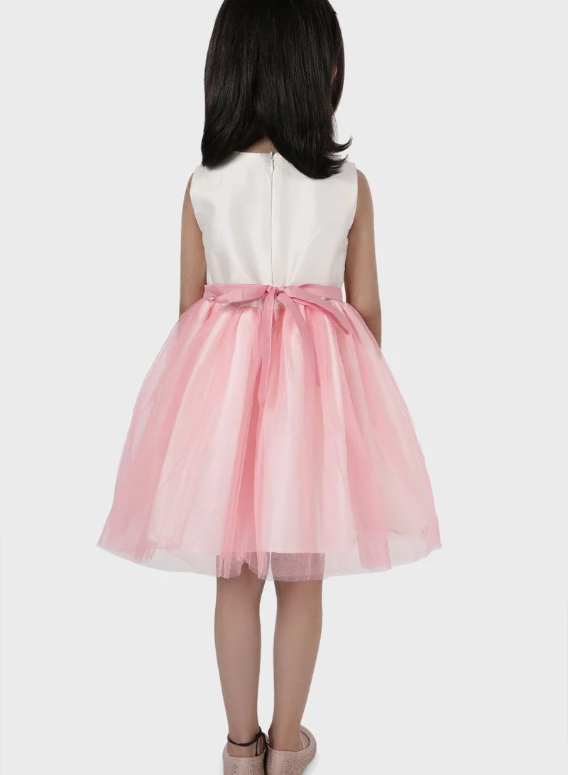 A Little Fable Kids Neon Pink Swallowtail Dress