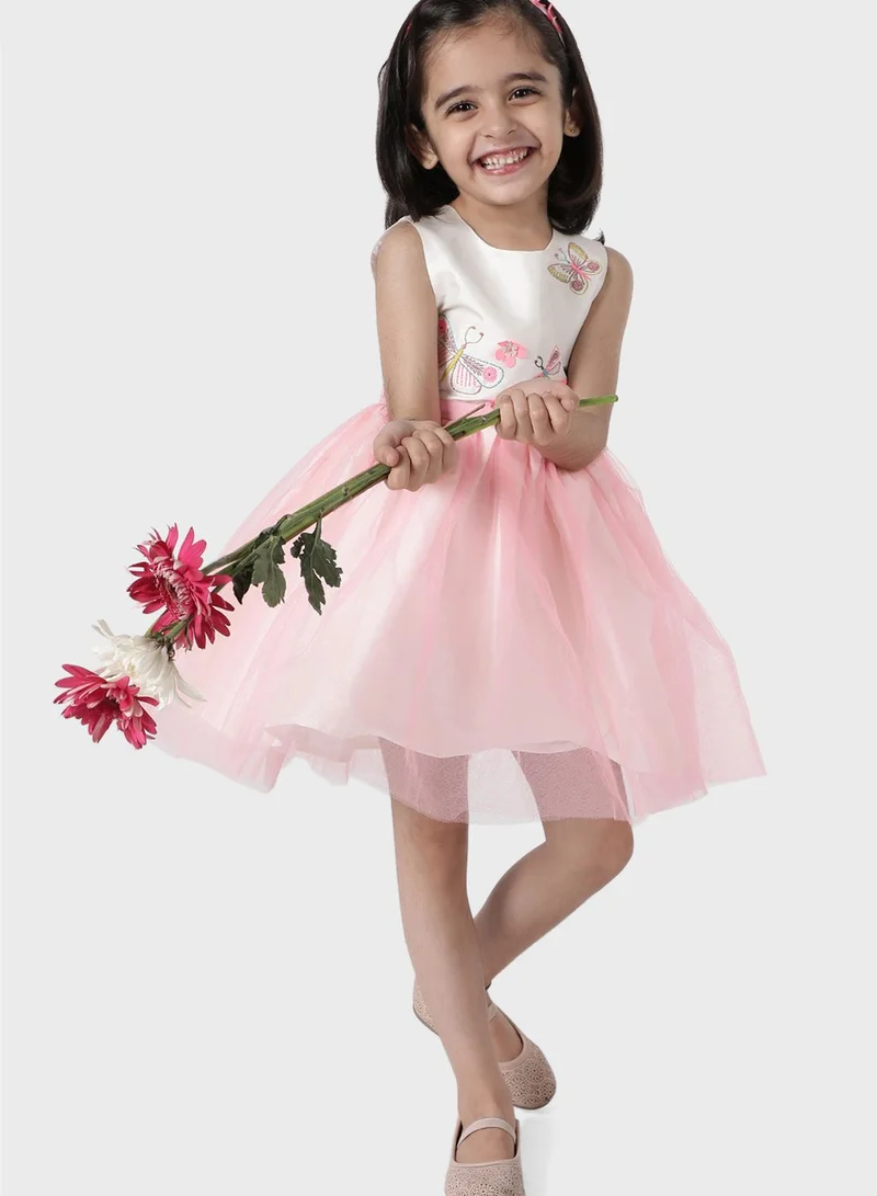 A Little Fable Kids Neon Pink Swallowtail Dress