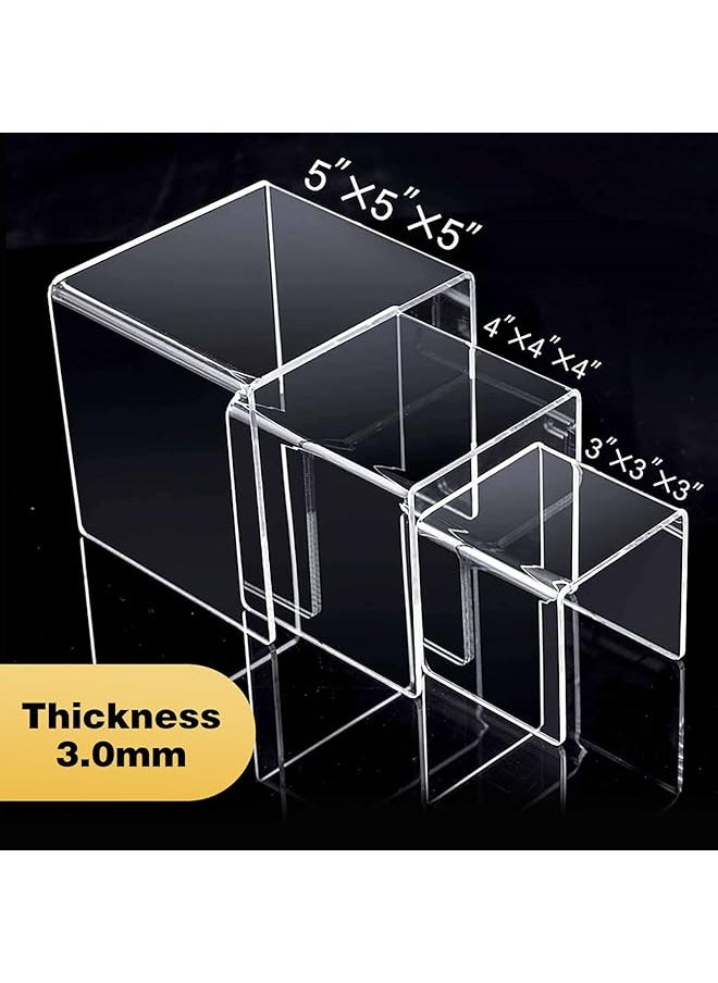 erorex Display Risers Clear Acrylic Showcase Collectibles Display Stands For Jewelry Funko Pop Figures Cake Stands For Candy Dessert Table Decorations 3 Inch X4 Inch X5 Inch 6Pcs  - Image 2