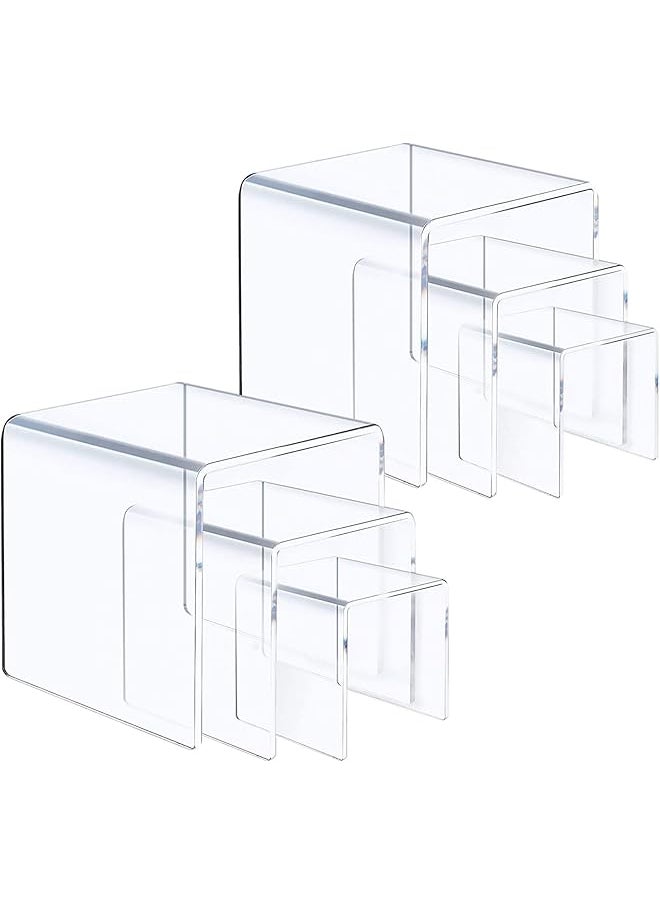 erorex Display Risers Clear Acrylic Showcase Collectibles Display Stands For Jewelry Funko Pop Figures Cake Stands For Candy Dessert Table Decorations 3 Inch X4 Inch X5 Inch 6Pcs  - Image 1