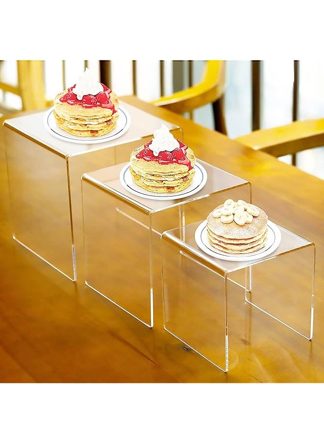 erorex Display Risers Clear Acrylic Showcase Collectibles Display Stands For Jewelry Funko Pop Figures Cake Stands For Candy Dessert Table Decorations 3 Inch X4 Inch X5 Inch 6Pcs  - Image 5