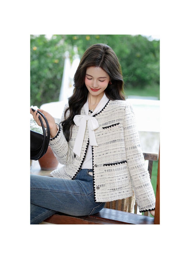 Teluoman Autumn New Small Fragrance Style Jacket Women Elegant French High-end Pee Short Ol Blazer - Image 4