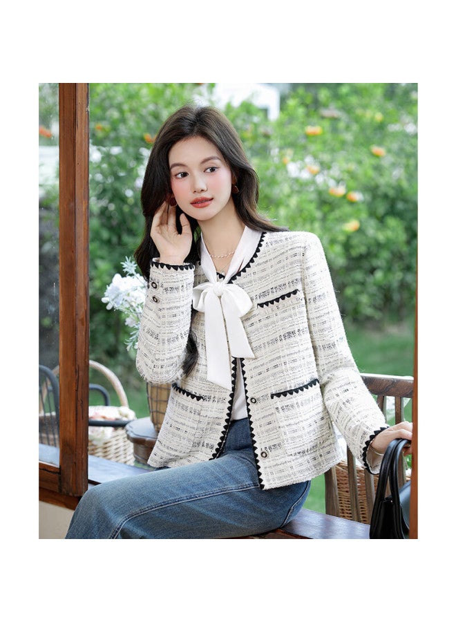 Teluoman Autumn New Small Fragrance Style Jacket Women Elegant French High-end Pee Short Ol Blazer - Image 2
