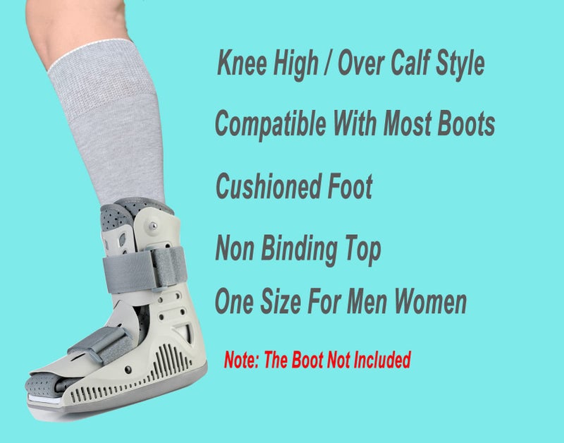 LORVVDE Cam Walker Walking Boot Socks Replacement Sock Liner for Orthopedic Boots Brace, Tube Sox for Air Cam Walkers and Fracture Cast Cover Grey 2 Pairs - Image 2