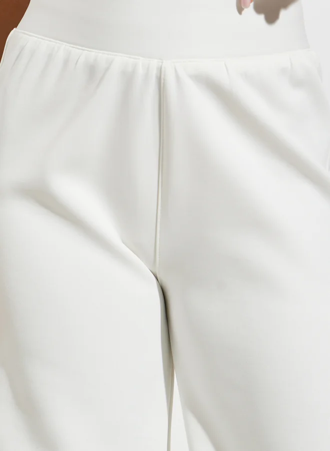 Styli Off White Off White Wide Leg Knit Joggers for Women | Best Price UAE