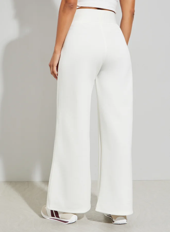 Styli Off White Off White Wide Leg Knit Joggers for Women | Best Price UAE