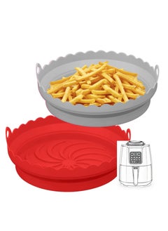 Air Fryer Silicone Pot, Air Fryer Liners Round Baking Pan for Microwave Oven Roaster Reusable Airfryer Accessories Silicone Cake Pan DIY Pizza Nonstick Bakeware Kitchen Baking Supplies(2-Pack)