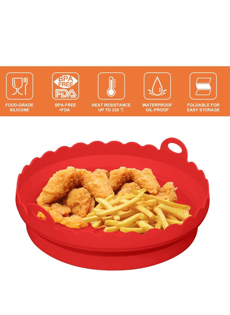 SYOSI - Air Fryer Silicone Pot, Air Fryer Liners Round Baking Pan for Microwave Oven Roaster Reusable Airfryer Accessories Silicone Cake Pan DIY Pizza Nonstick Bakeware Kitchen Baking Supplies(2-Pack) - Image 1