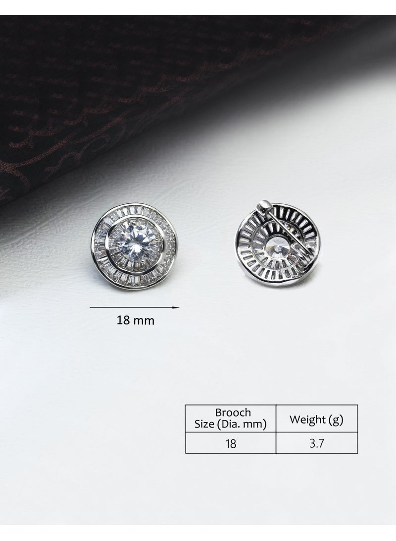 HomeNoor Luxury Cubic Zirconia Sunburst Lapel Pin, Sparkling Double-Layer Round Crystal Accessory, Premium Suit Brooch for Business, Wedding, Formal & Casual Wear, Perfect Gift for Men & Women - Image 2