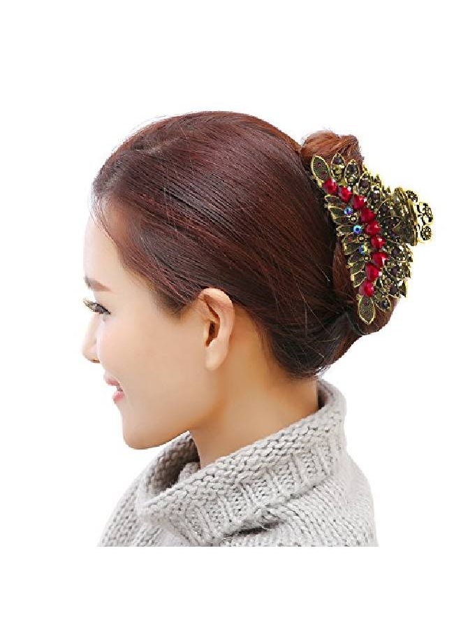 Fashion & Lifestyle - Large Metal Alloy Hair Claw Jaw Clip For Women And Girls Pretty Strong Clamp Nonslip Barrette Hair Updo Grip Bath Accessories For Thick Hair Amaranth Red - Image 1