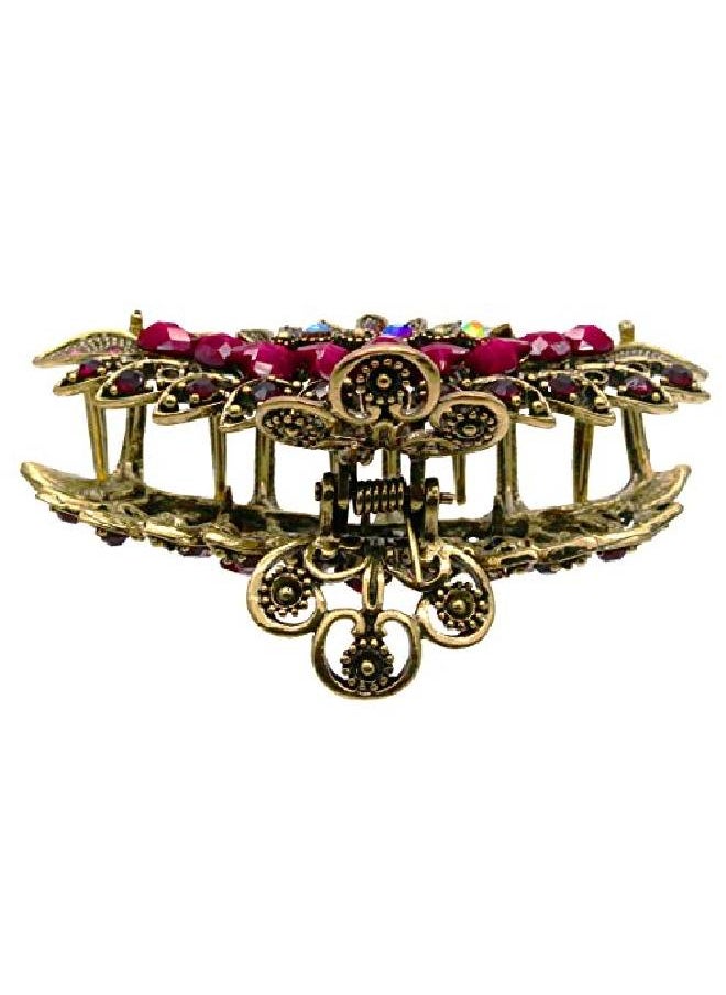 Fashion & Lifestyle - Large Metal Alloy Hair Claw Jaw Clip For Women And Girls Pretty Strong Clamp Nonslip Barrette Hair Updo Grip Bath Accessories For Thick Hair Amaranth Red - Image 1