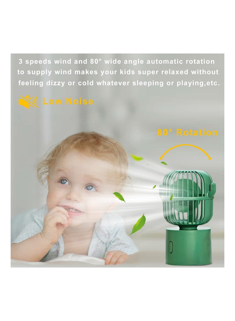 SYOSI Small Desktop USB Table Desk Fan, Cute Cactus Desk Fan, 80 Degree Rotation USB Portable Fans 3 Speeds Strong Wind, Cactus Office Supplies, Personal Table Desktop Fan Decor - Image 3