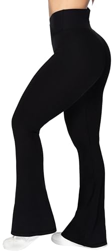 Sunzel Flare Leggings, Crossover Yoga Pants with Tummy Control, High-Waisted and Wide Leg, 28" Inseam, Black X-Small - Image 5