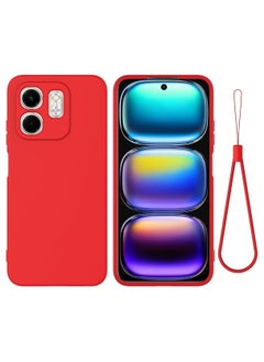 Case Compatible with Infinix Smart 9 Case, Liquid Silicone Soft TPU Case with Microfiber Cloth Layer, Anti-Fingerprint Shockproof Cover with Lanyard Strap