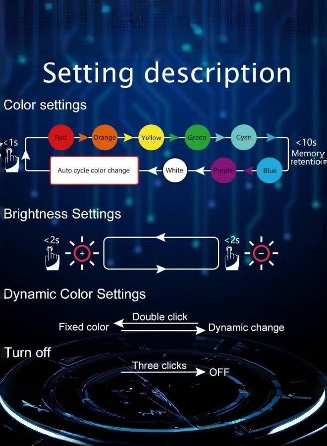 عبوة من قطعتين من مصابيح LED صغيرة الحجم بمنفذ USB وRGB وداخلية للسيارة - مصباح محيطي بثمانية ألوان مع خاصية التحكم في السطوع ووضع التنفس ومستشعر ذكي وإضاءة ليلية محمولة بمنفذ USB للسيارة والكمبيوتر المحمول والمنزل - Image 3