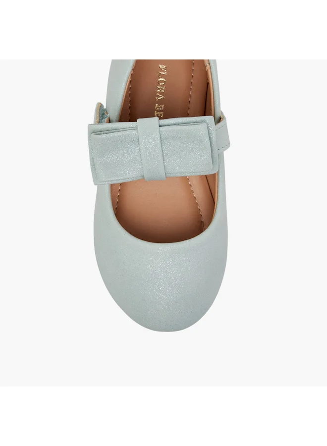 Flora Bella By Shoexpress Girls Bow Accent Ballerina Shoes with Hook and Loop Closure