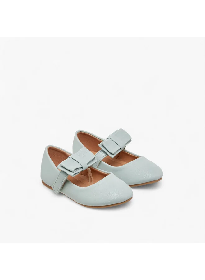 Flora Bella By Shoexpress Girls Bow Accent Ballerina Shoes with Hook and Loop Closure