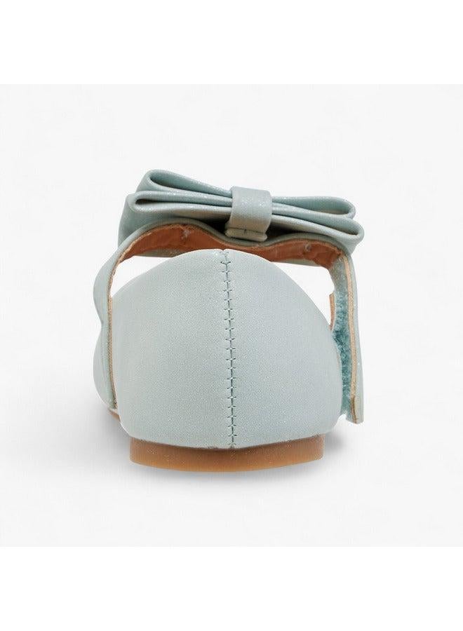 Flora Bella By Shoexpress Girls Bow Accent Ballerina Shoes with Hook and Loop Closure - Image 5