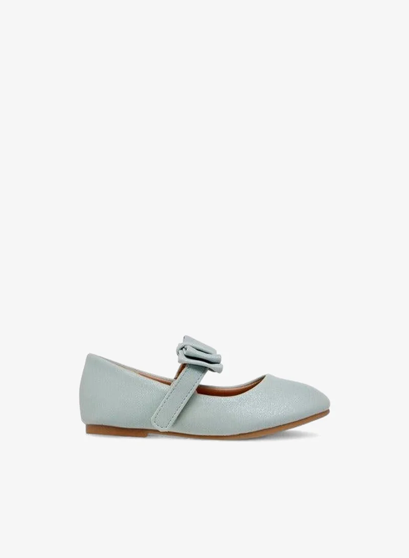 Flora Bella By Shoexpress Girls Bow Accent Ballerina Shoes with Hook and Loop Closure