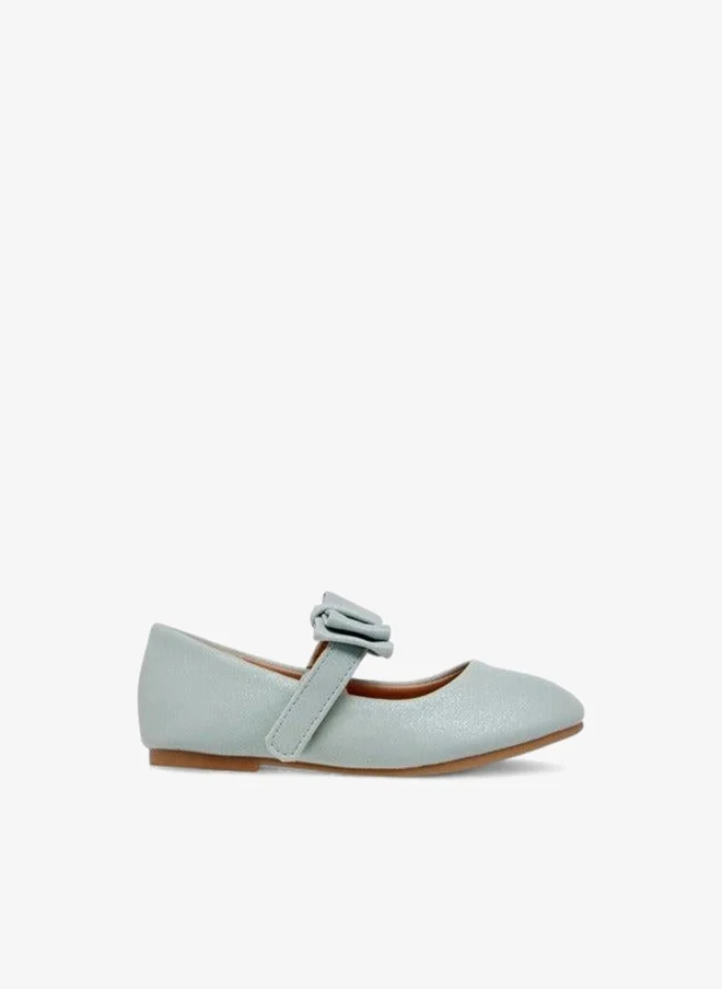 Flora Bella By Shoexpress Girls Bow Accent Ballerina Shoes with Hook and Loop Closure