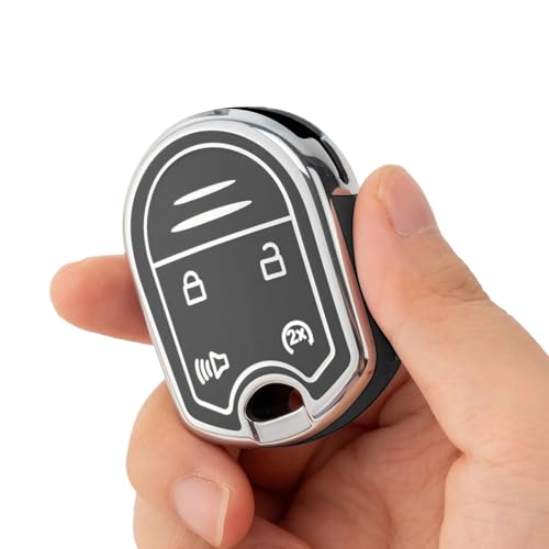 CHATYYD Key fob Cover for Ford with Keychain, Soft Car Key Case for Ford F-150 F-250 F-350 Super Duty Explorer Expedition Lincoln MKX 2011-2014 Accessories(Silver Edged Black) - Image 4