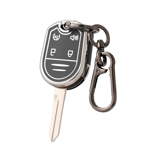 CHATYYD Key fob Cover for Ford with Keychain, Soft Car Key Case for Ford F-150 F-250 F-350 Super Duty Explorer Expedition Lincoln MKX 2011-2014 Accessories(Silver Edged Black) - Image 1