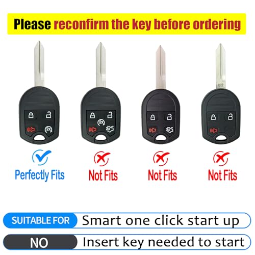 CHATYYD Key fob Cover for Ford with Keychain, Soft Car Key Case for Ford F-150 F-250 F-350 Super Duty Explorer Expedition Lincoln MKX 2011-2014 Accessories(Silver Edged Black) - Image 2